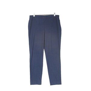 Eileen Fisher Pants Womens L Navy Blue Washable Crepe Pull On Stretch Ankle Crop